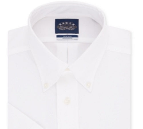 Camisa social masculina Eagle Classic Regular Fit, gola flexível sem ferro, manga curta, branca, tamanho 15