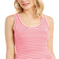 Camiseta feminina Charter Club Supima Cotton Knit Listrada Vermelha Tamanho X-G