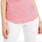 Camiseta feminina Charter Club Supima Cotton Knit Listrada Vermelha Tamanho X-G