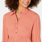 Camisa oversized feminina estilo &amp; co, manga enrolada, laranja, tamanho extragrande