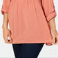 Camisa oversized feminina estilo &amp; co, manga enrolada, laranja, tamanho extragrande
