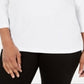 Blusa feminina Karen Scott de crochê com decote quadrado, branca, tamanho XX-G