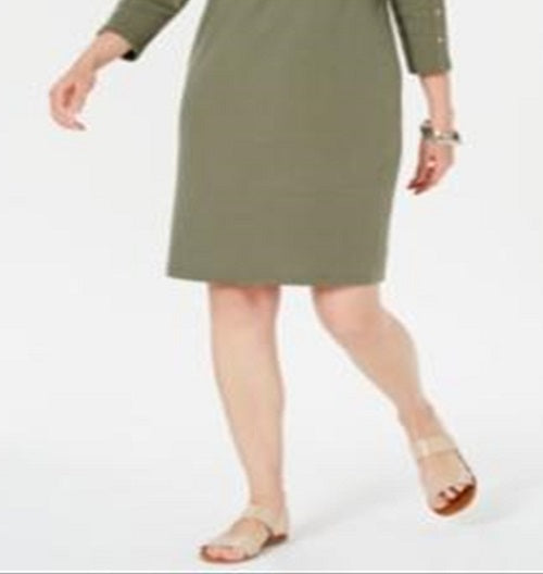 Vestido feminino Karen Scott com decote canoa e tachas, verde, tamanho pequeno, médio