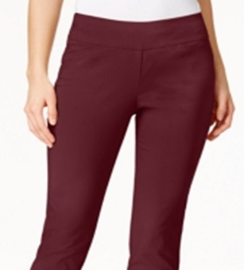 Calça feminina Charter Club Cambridge Tummy Control Slim Leg, vermelha, tamanho 8 Petite