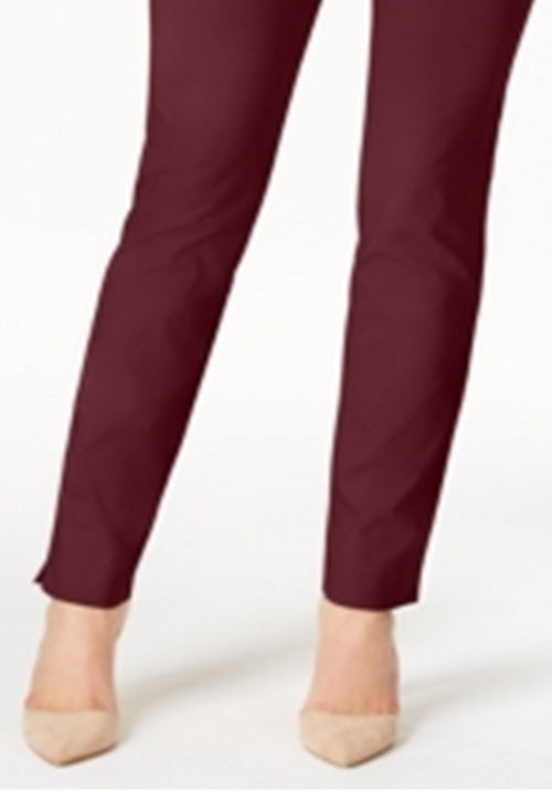 Calça feminina Charter Club Cambridge Tummy Control Slim Leg, vermelha, tamanho 8 Petite