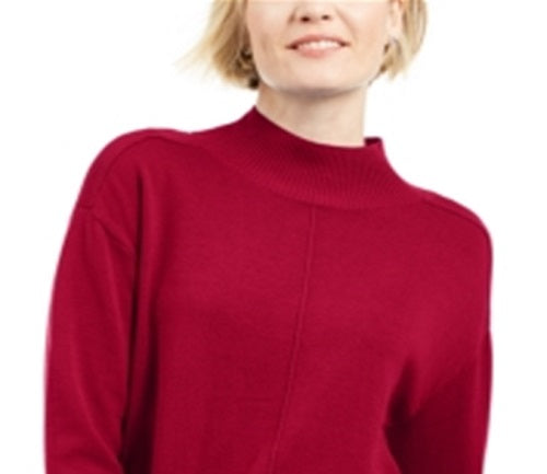 Karen Scott Suéter Feminino de Algodão com Detalhe de Costura e Gola Simulada Vermelho Tamanho X-G