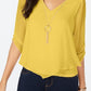 Thalia Sodi Blusa Feminina Amarrada com Manga e Colar Amarelo Tamanho Grande