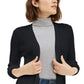 Cardigan feminino canelado aberto Maison Jules, preto, tamanho X-S