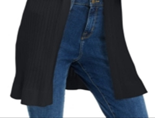 Cardigan feminino canelado aberto Maison Jules, preto, tamanho X-S