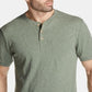 Camiseta Henley Masculina Vintage à Prova de Intempéries Verde Tamanho XXX-G