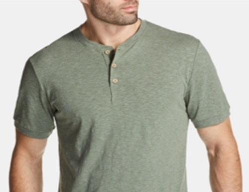Camiseta Henley Masculina Vintage à Prova de Intempéries Verde Tamanho XXX-G