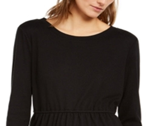 Top peplum de tule feminino INC International Concepts, preto, tamanho X-S