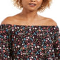 Top estampado ombro a ombro feminino Style &amp; Co, preto, tamanho grande