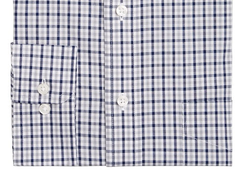 Camisa social masculina Club Room Classic Regular Fit Gingham Check Performance cinza tamanho 32x33