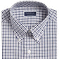 Camisa social masculina Club Room Classic Regular Fit Gingham Check Performance cinza tamanho 34x35