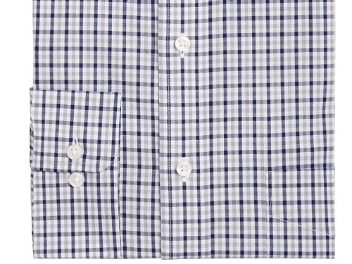 Camisa social masculina Club Room Classic Regular Fit Gingham Check Performance cinza tamanho 34x35