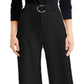 Calça culotte feminina com cinto e bolsos INC International Concepts, preta, tamanho 6