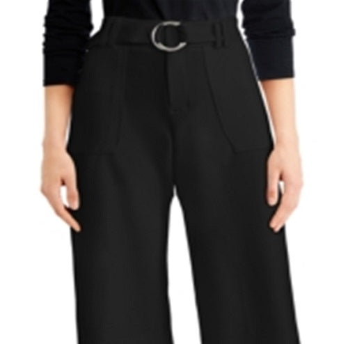 Calça culotte feminina com cinto e bolsos INC International Concepts, preta, tamanho 6