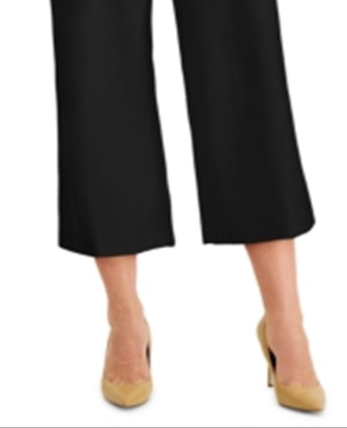 Calça culotte feminina com cinto e bolsos INC International Concepts, preta, tamanho 6