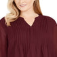 Top feminino Charter Club com mangas rendadas e frente franzida, vermelho, tamanho 3X