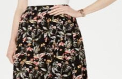Saia feminina estampada alta e baixa, preta, tamanho pequeno, extragrande, estilo &amp; co