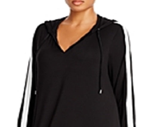 Vestido com capuz listrado Michael Kors Plus Racing Feminino Preto Tamanho 3X