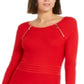 Vestido suéter feminino INC International Concepts com detalhe de zíper e ajuste evasê, vermelho, tamanho XX-G