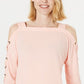 Blusa feminina com manga flare e ombro vazado, tamanho extragrande, da coleção JM