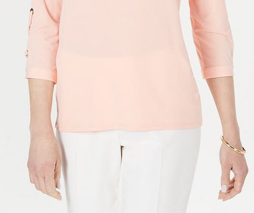 Blusa feminina com manga flare e ombro vazado, tamanho extragrande, da coleção JM