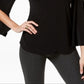 Blusa feminina Alfani com apliques de um ombro só, preta, tamanho pequeno e pequeno