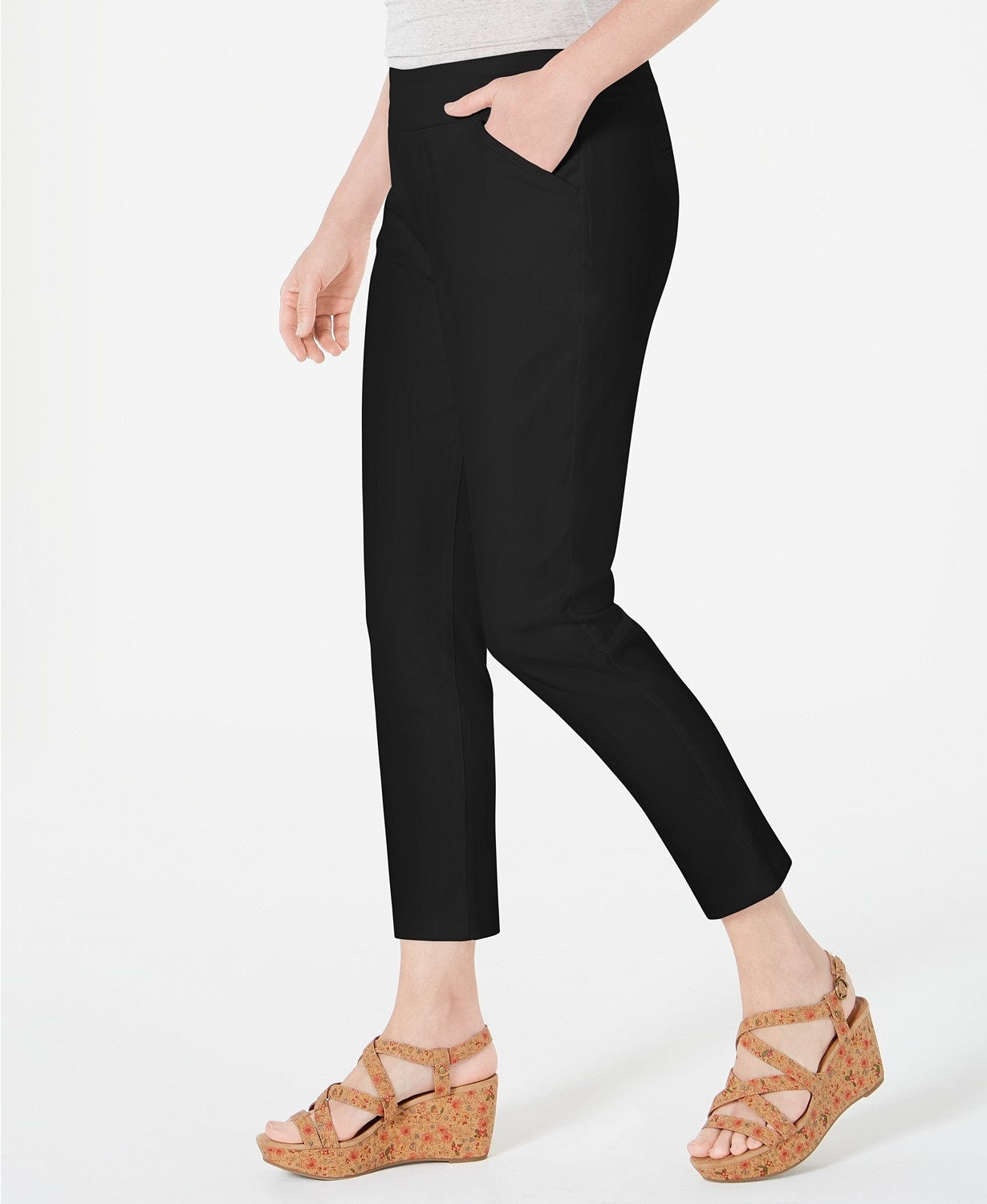 Calça feminina cropped com perna reta estilo &amp; co, preta, tamanho G