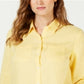 Camisa feminina Charter Club de linho com botões frontais, tamanho pequeno, amarela