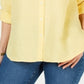 Camisa feminina Charter Club de linho com botões frontais, tamanho pequeno, amarela