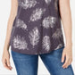 Blusa feminina com estampa de folhas e decote redondo, cinza, tamanho extragrande, da Style &amp; Co