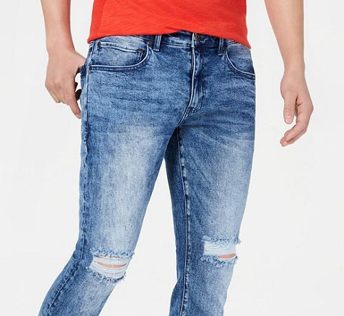 Calça jeans skinny masculina Stockholm Denim Distressed da INC International Concepts, azul, tamanho 36W
