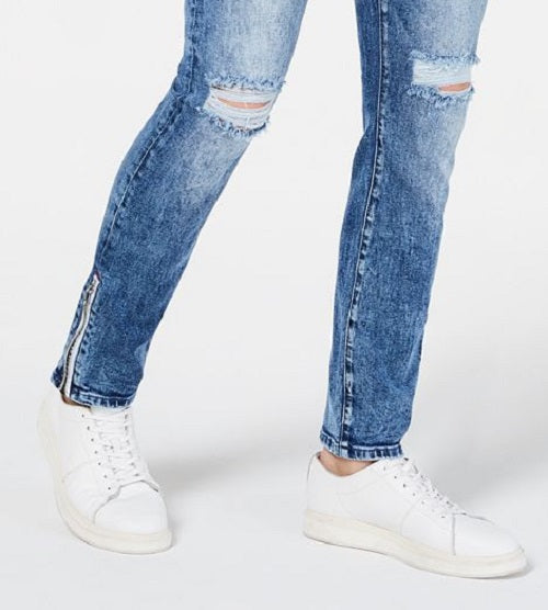 Calça jeans skinny masculina Stockholm Denim Distressed da INC International Concepts, azul, tamanho 36W