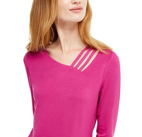 INC International Concepts Top feminino com recortes e detalhes rosa, tamanho XX-G