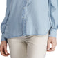 Camisa Ralph Lauren Feminina Cambraia com Gola Amarrada Azul Tamanho Grande