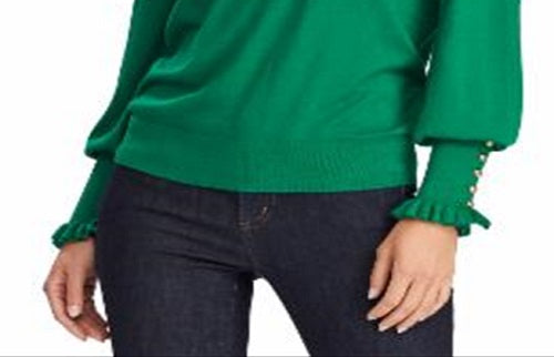 Suéter Ralph Lauren Feminino Manga Longa com Punho de Botão Verde Tamanho P