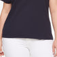 Camiseta feminina Tommy Hilfiger de algodão com decote em V, azul, tamanho 1X