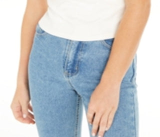 Blusa feminina Bar III de manga curta e decote redondo, branca, tamanho médio