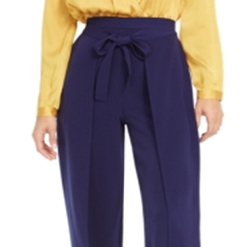 Calça feminina Bar III com amarração e perna larga, azul, tamanho XX-S