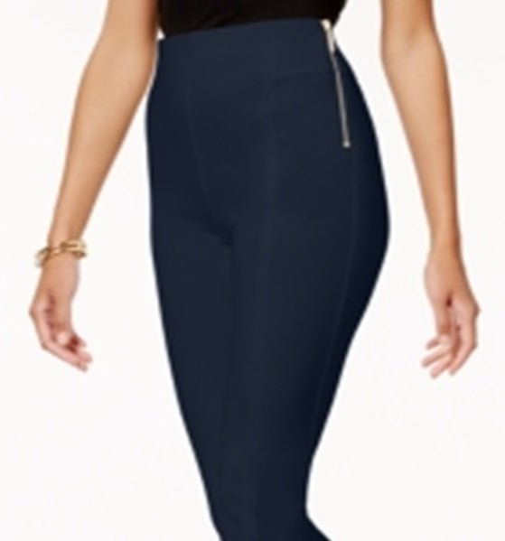 Calça skinny feminina INC International Concepts com zíper duplo e cintura alta, azul, tamanho 2