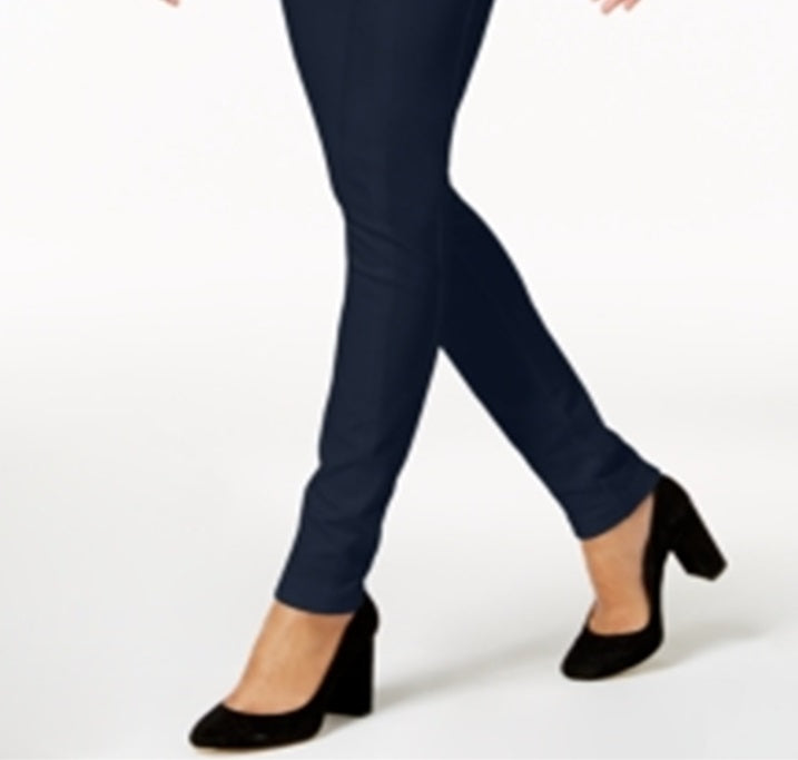 Calça skinny feminina INC International Concepts com zíper duplo e cintura alta, azul, tamanho 2