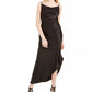 Bebe Junior's Asymmetrical Satin Midi Dress Black Size X-Large