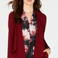 Jaqueta feminina Nine West com decote drapeado e frente aberta, vermelha, tamanho grande
