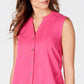 Blusa sem mangas com amarração lateral feminina Style &amp; Co, rosa, tamanho pequeno GG