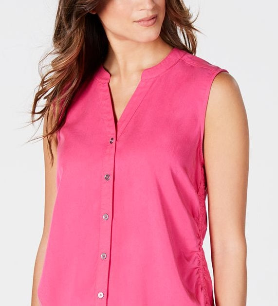 Blusa sem mangas com amarração lateral feminina Style &amp; Co, rosa, tamanho pequeno GG