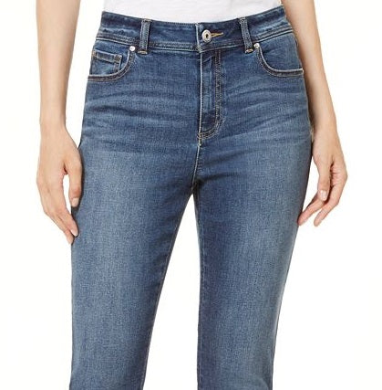 Calça jeans skinny cropped de cintura alta feminina INC Iternational Concepts, azul, tamanho 6, pequena