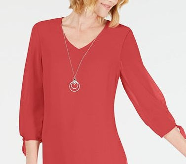 Vestido feminino com mangas amarradas e colar, tamanho pequeno, vermelho, médio, da coleção JM
